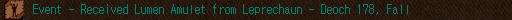 Event - Received Lumen Amulet from Leprechaun